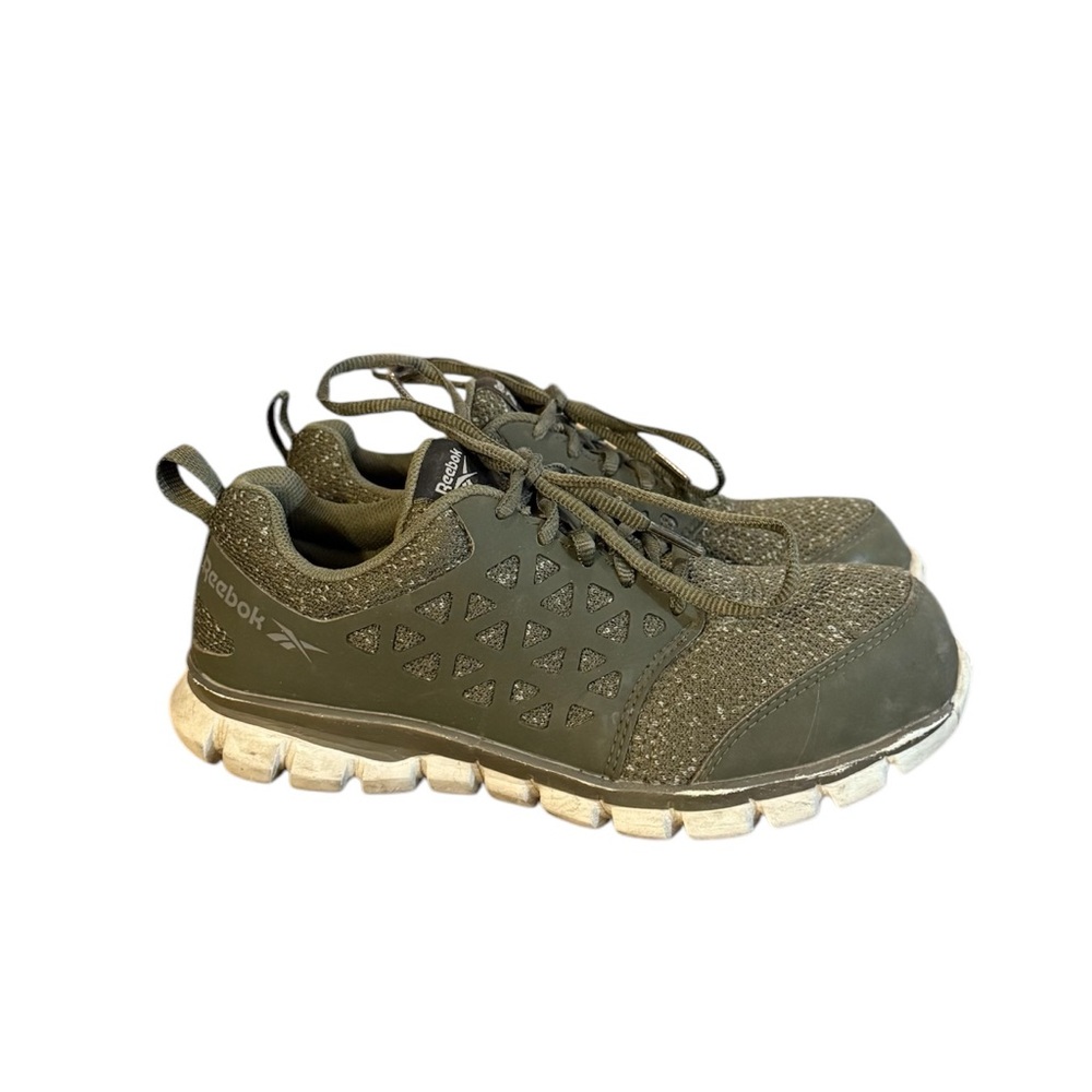 Reebok Sublite Cushion Work Sneakers, Olive, Women's 6.5 Wide